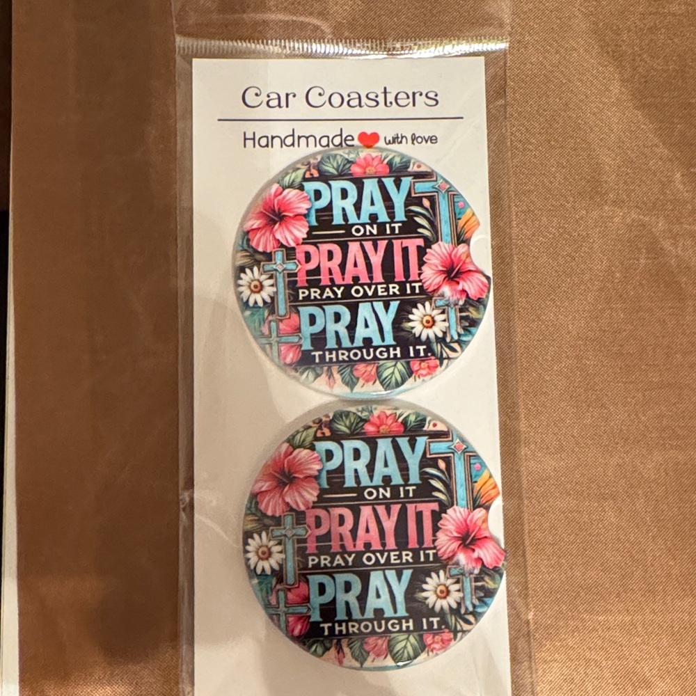 Handmade Floral Ceramic Car Coasters